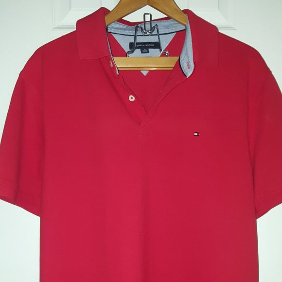 Men's Red Tommy Hilfiger Slim Fit Polo Shirt in XL - Picture 1 of 8